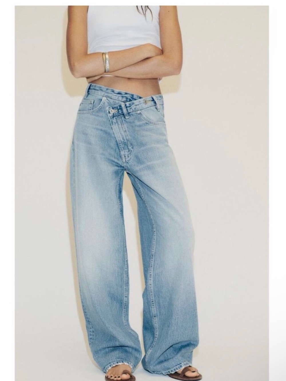 Zara Asymmetrical Wide-Leg Jeans